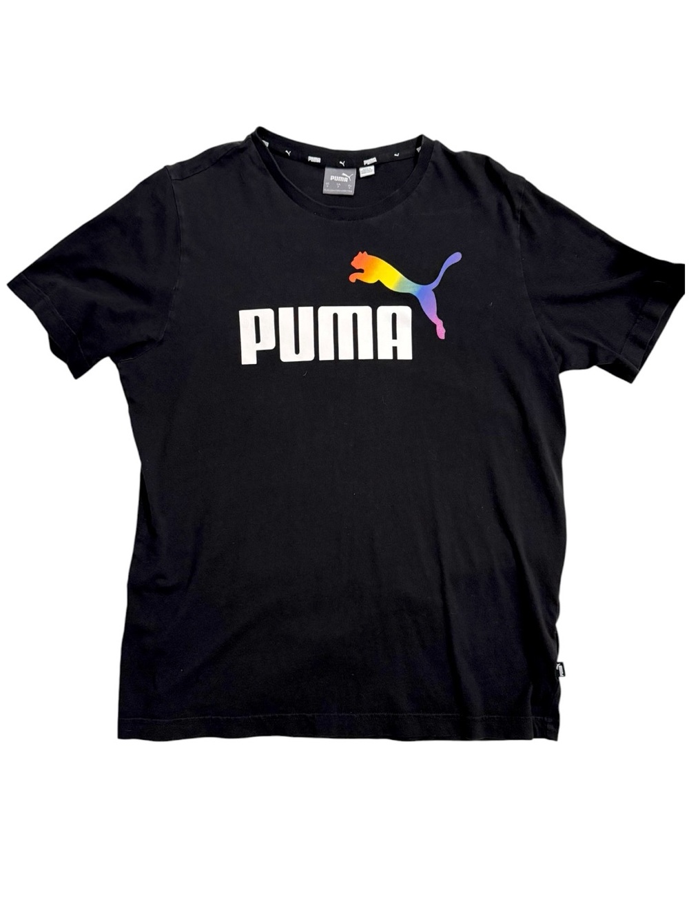 Puma Essentials+ Gay Pride T-Shirt - Black + Rainbow Puma Logo